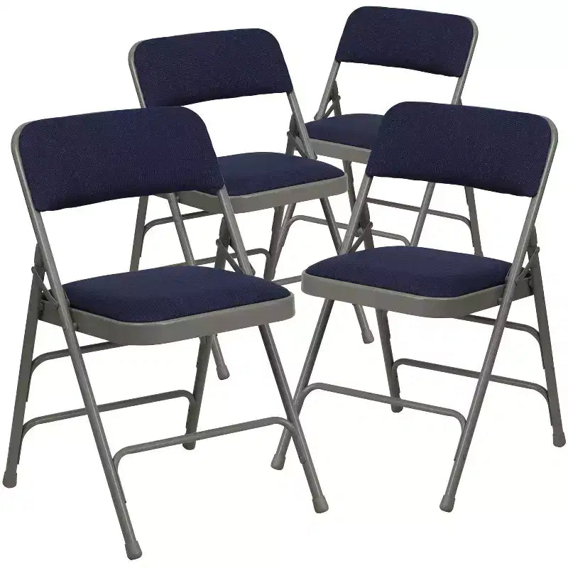 Lot de 4 chaises pliantes en métal rembourrées incurvées HERCULES à triple entretoise et double charnière de Flash Furniture