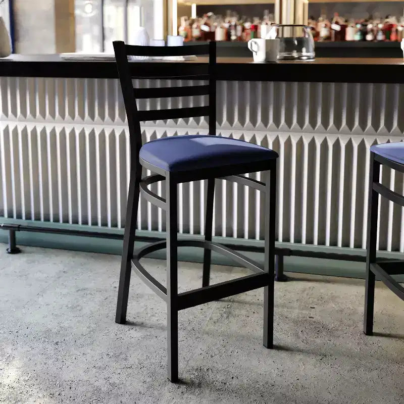 Tabouret de bar de restaurant en métal avec dossier en échelle Flash Furniture
