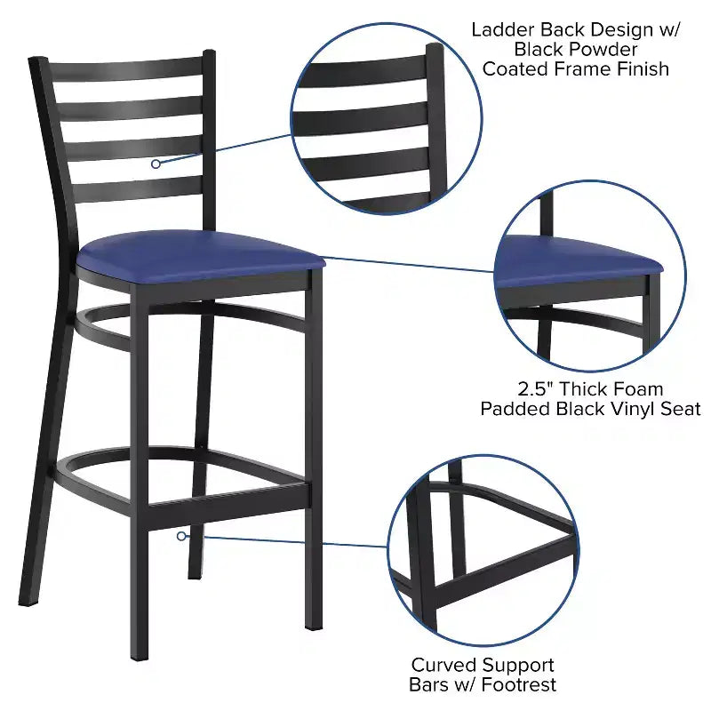 Tabouret de bar de restaurant en métal avec dossier en échelle Flash Furniture
