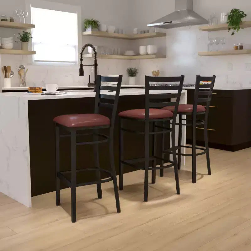 Tabouret de bar de restaurant en métal avec dossier en échelle Flash Furniture