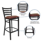 Tabouret de bar de restaurant en métal avec dossier en échelle Flash Furniture