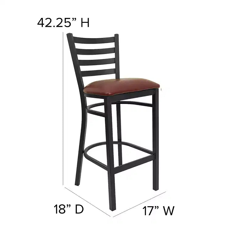 Tabouret de bar de restaurant en métal avec dossier en échelle Flash Furniture