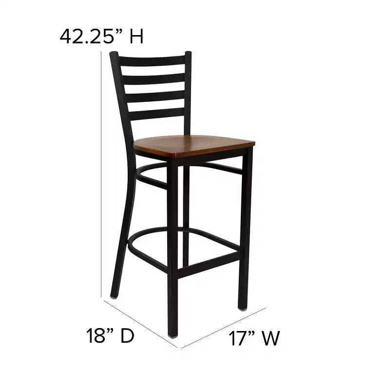 Tabouret de bar de restaurant en métal avec dossier en échelle Flash Furniture