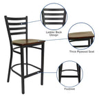 Tabouret de bar de restaurant en métal avec dossier en échelle Flash Furniture