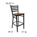 Tabouret de bar de restaurant en métal avec dossier en échelle Flash Furniture