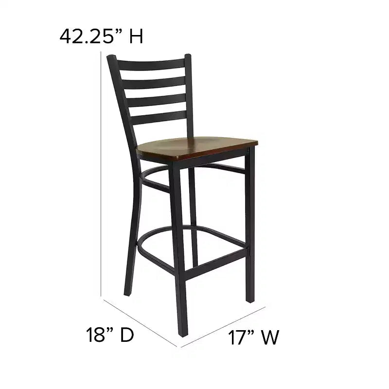 Tabouret de bar de restaurant en métal avec dossier en échelle Flash Furniture