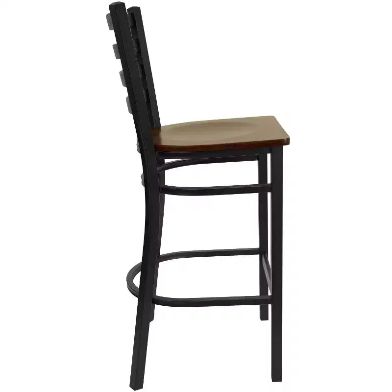 Tabouret de bar de restaurant en métal avec dossier en échelle Flash Furniture