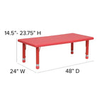 Ensemble de table d'activités rectangulaire en plastique Flash Furniture 24W x 48L réglable en hauteur avec 6 chaises