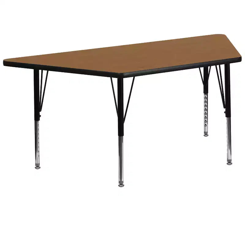 Flash Furniture 29''W x 57''L Trapezoid Thermal Laminate Activity Table - Height Adjustable Short Legs