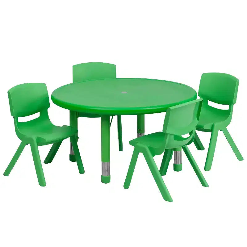 Ensemble de table d'activités ronde en plastique de 33 po réglable en hauteur Flash Furniture avec 4 chaises