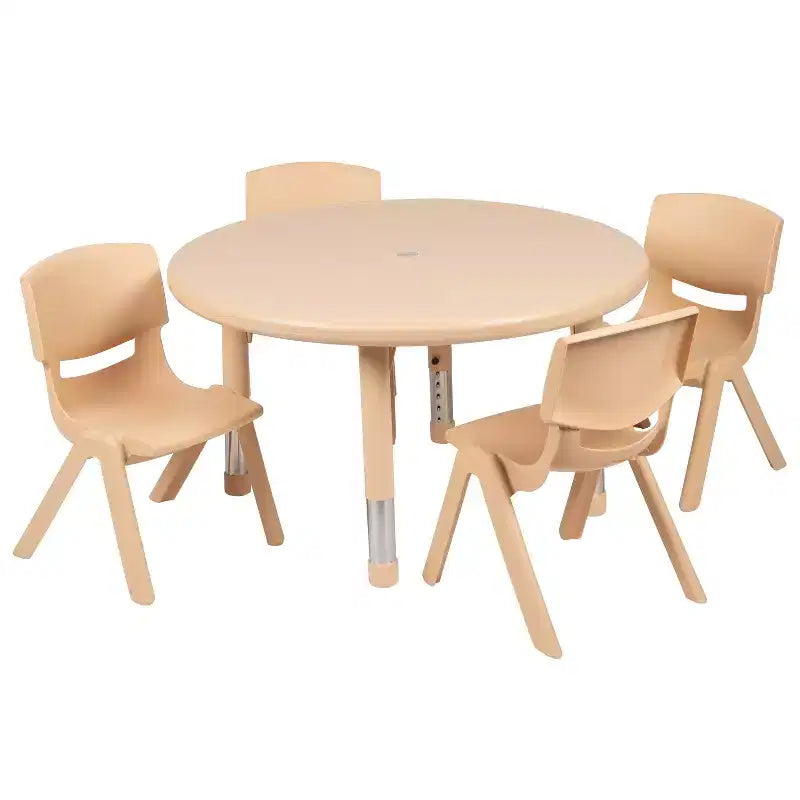 Ensemble de table d'activités ronde en plastique de 33 po réglable en hauteur Flash Furniture avec 4 chaises