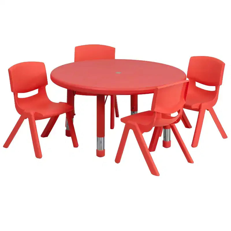 Ensemble de table d'activités ronde en plastique de 33 po réglable en hauteur Flash Furniture avec 4 chaises