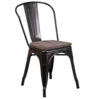 Chaise empilable en métal Flash Furniture avec assise en bois