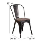 Chaise empilable en métal Flash Furniture avec assise en bois