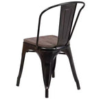 Chaise empilable en métal Flash Furniture avec assise en bois