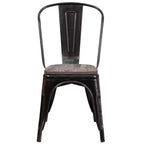 Chaise empilable en métal Flash Furniture avec assise en bois