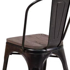 Chaise empilable en métal Flash Furniture avec assise en bois