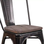 Chaise empilable en métal Flash Furniture avec assise en bois