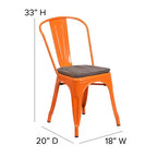Chaise empilable en métal Flash Furniture avec assise en bois