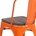Chaise empilable en métal Flash Furniture avec assise en bois