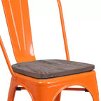Chaise empilable en métal Flash Furniture avec assise en bois