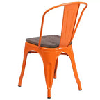 Chaise empilable en métal Flash Furniture avec assise en bois