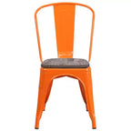 Chaise empilable en métal Flash Furniture avec assise en bois