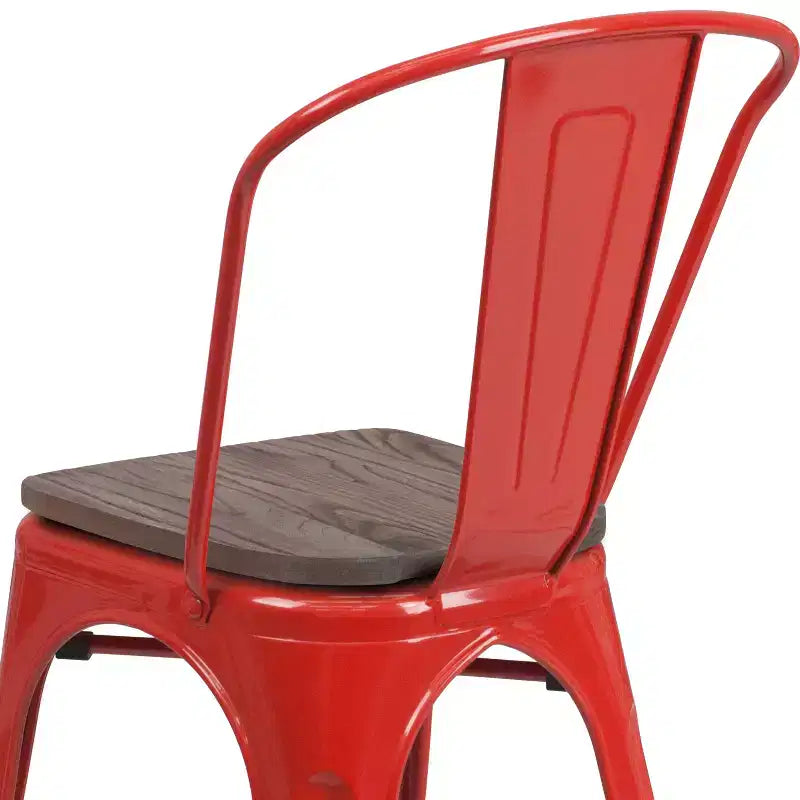 Chaise empilable en métal Flash Furniture avec assise en bois