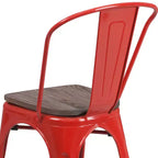 Chaise empilable en métal Flash Furniture avec assise en bois