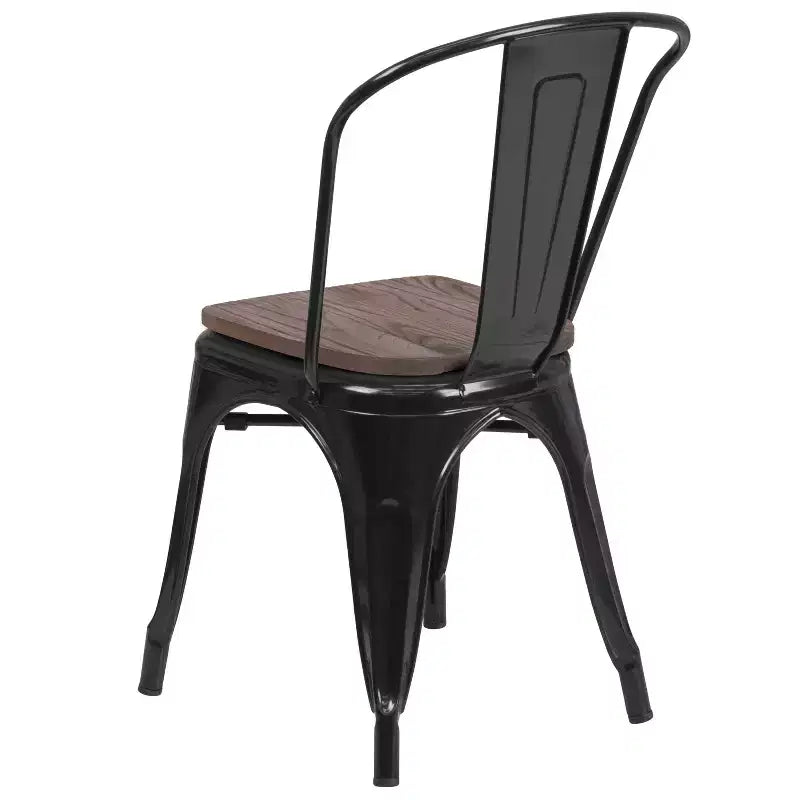 Chaise empilable en métal Flash Furniture avec assise en bois