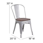 Chaise empilable en métal Flash Furniture avec assise en bois