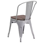 Chaise empilable en métal Flash Furniture avec assise en bois