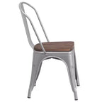 Chaise empilable en métal Flash Furniture avec assise en bois