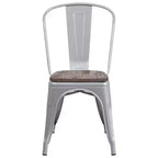Chaise empilable en métal Flash Furniture avec assise en bois