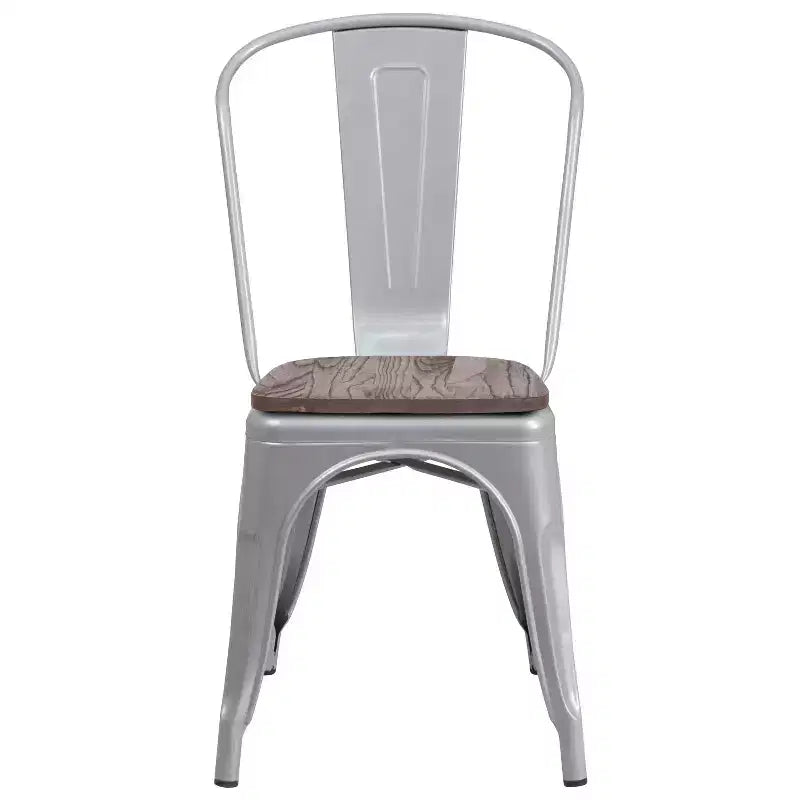 Chaise empilable en métal Flash Furniture avec assise en bois