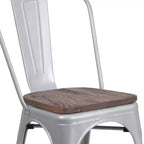 Chaise empilable en métal Flash Furniture avec assise en bois