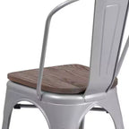 Chaise empilable en métal Flash Furniture avec assise en bois