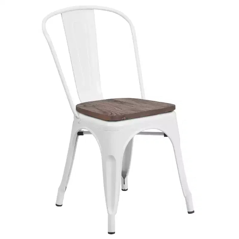 Chaise empilable en métal Flash Furniture avec assise en bois