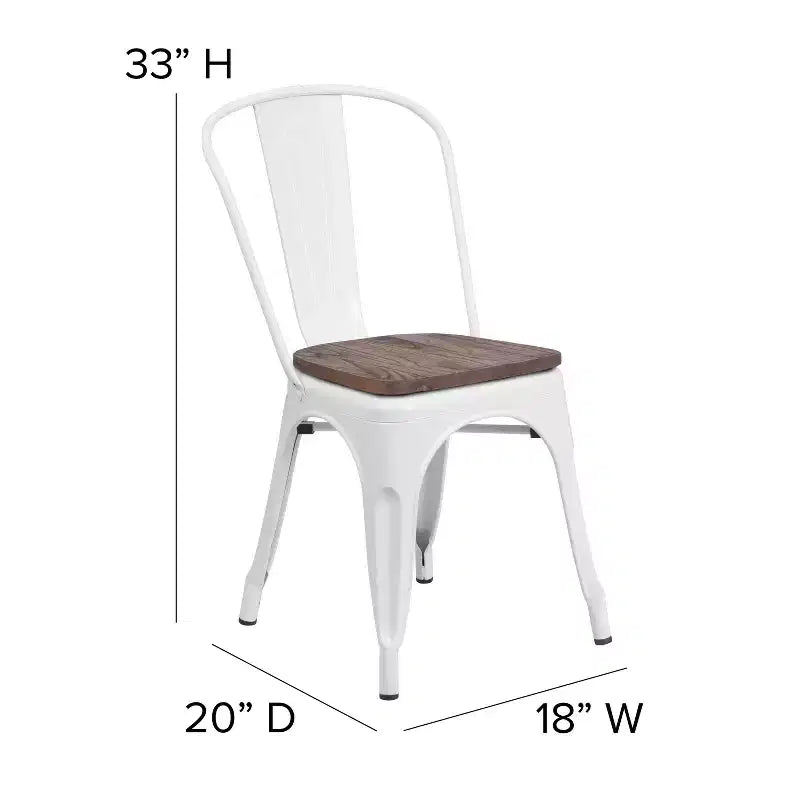 Chaise empilable en métal Flash Furniture avec assise en bois