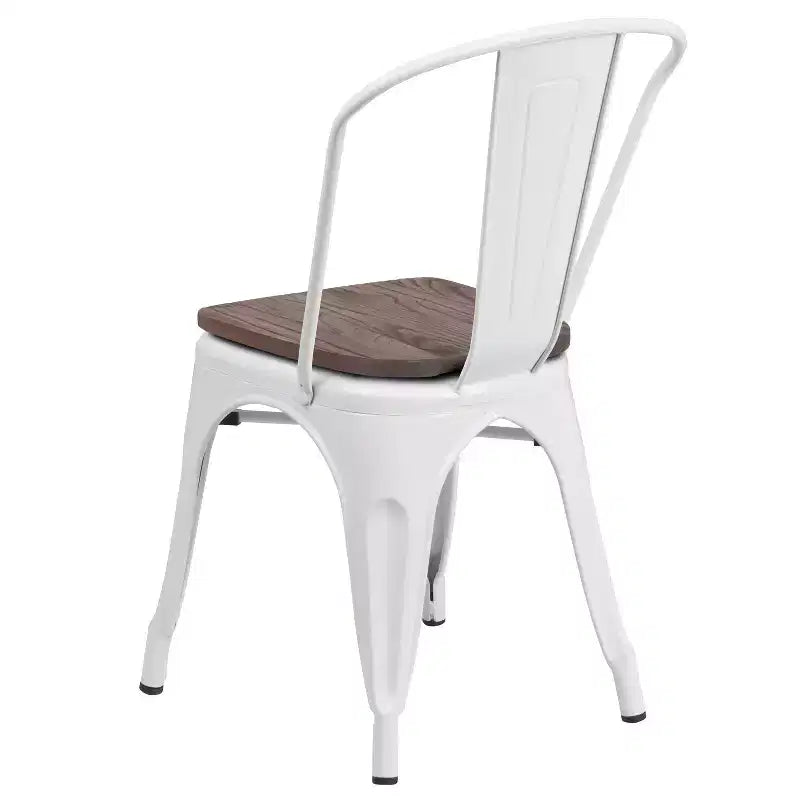 Chaise empilable en métal Flash Furniture avec assise en bois