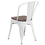 Chaise empilable en métal Flash Furniture avec assise en bois