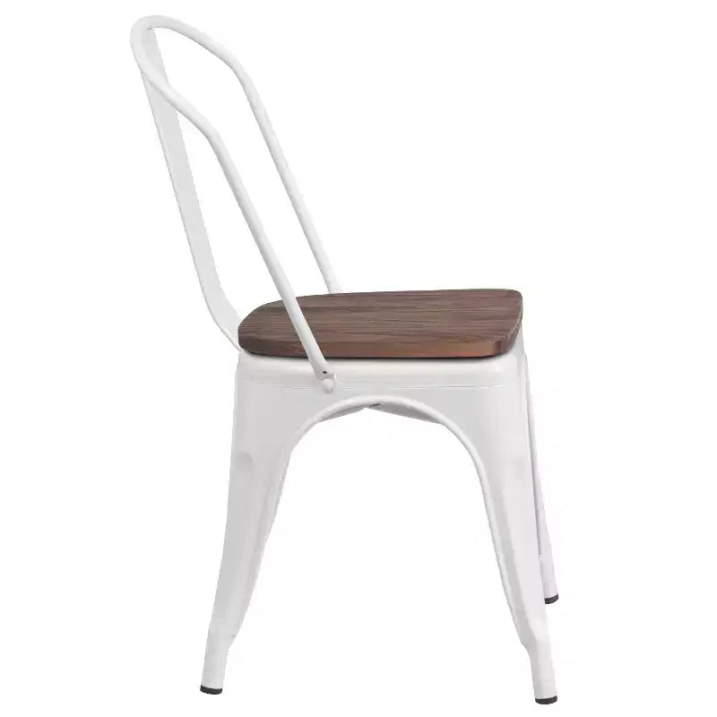 Chaise empilable en métal Flash Furniture avec assise en bois
