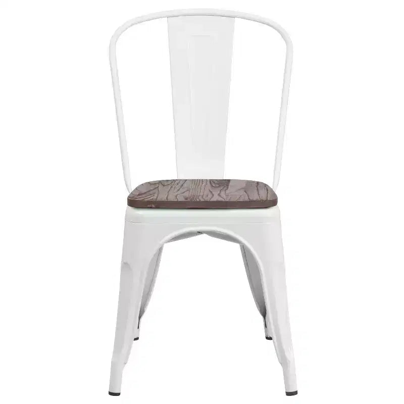 Chaise empilable en métal Flash Furniture avec assise en bois