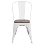 Chaise empilable en métal Flash Furniture avec assise en bois