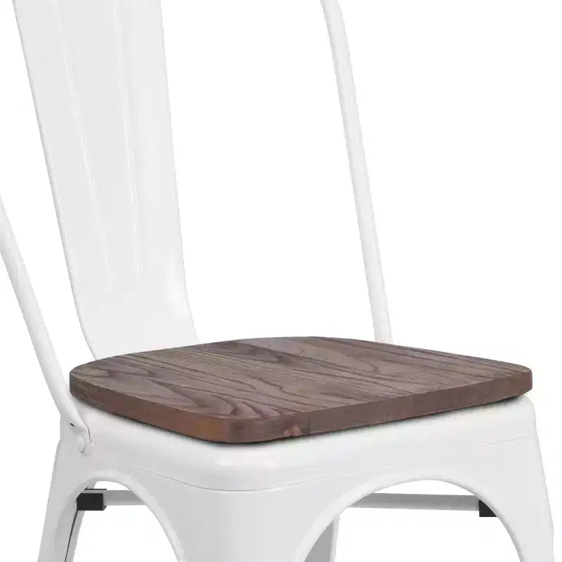 Chaise empilable en métal Flash Furniture avec assise en bois