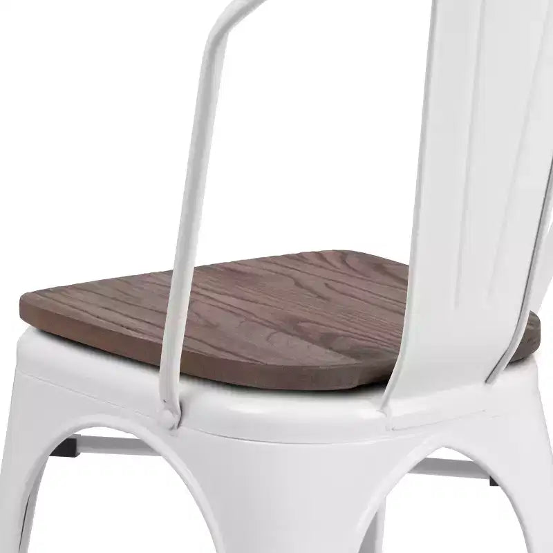 Chaise empilable en métal Flash Furniture avec assise en bois