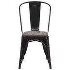 Chaise empilable en métal Flash Furniture avec assise en bois