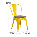 Chaise empilable en métal Flash Furniture avec assise en bois