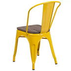 Chaise empilable en métal Flash Furniture avec assise en bois