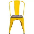 Chaise empilable en métal Flash Furniture avec assise en bois